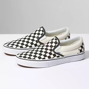 Vans Black and White Checkered Slip-On Sneakers